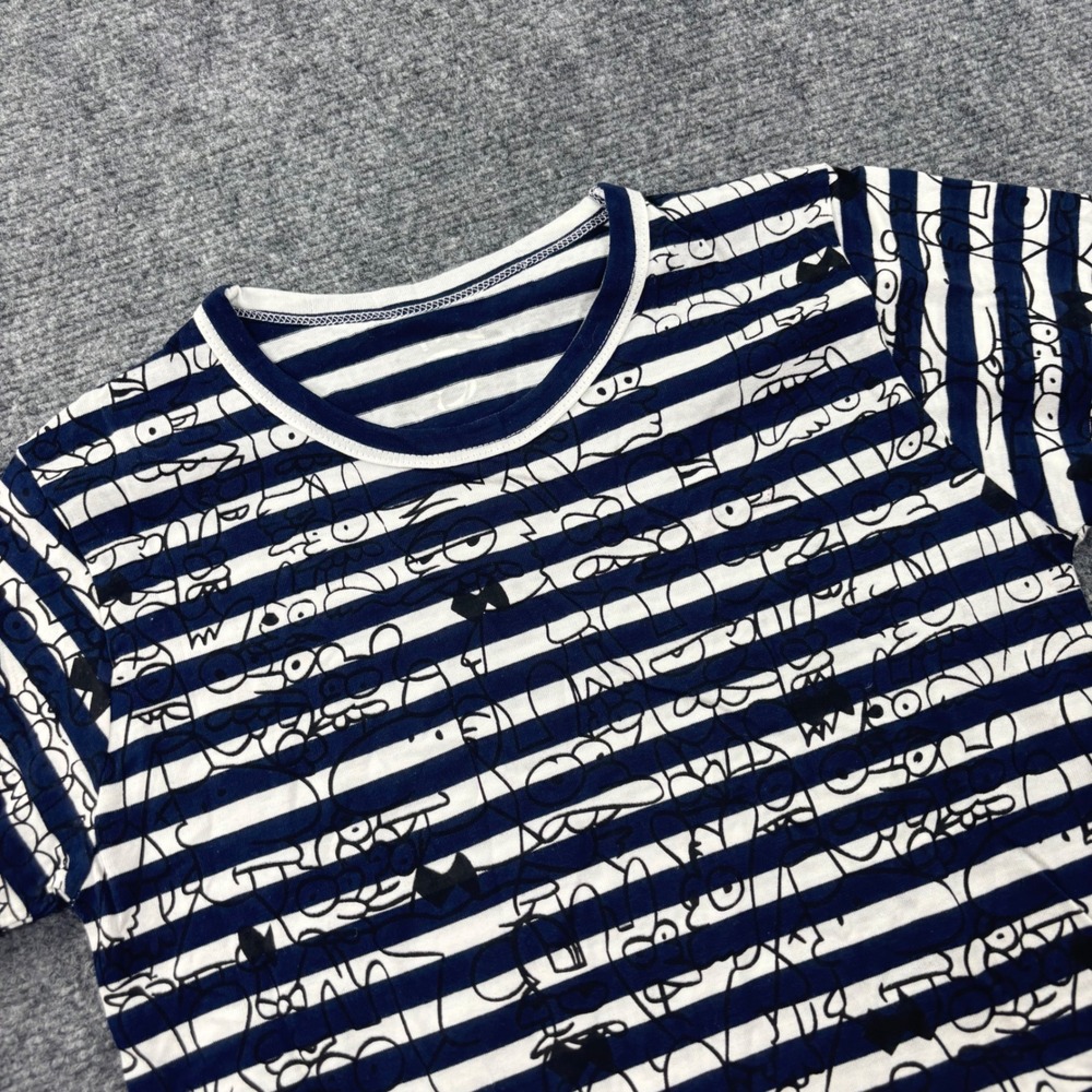Comme des Garcons PLAY T-Shirt Small Navy White Striped Graphic Mens